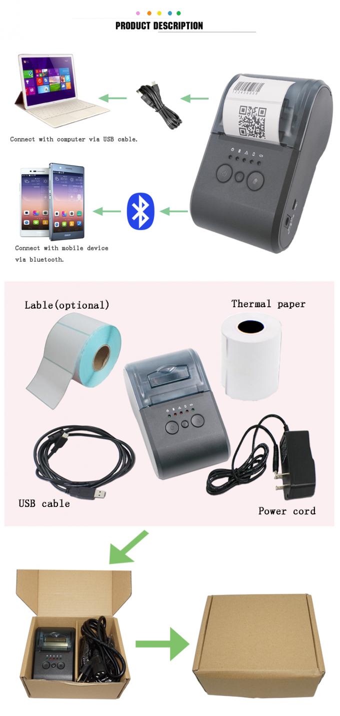 Handheld 58mm Mini Portable Lable Printer For Android Mobile Phone