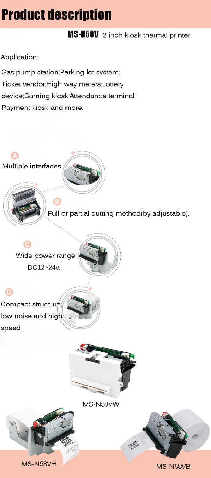 China OEM 58mm auto cutter printer FTP628 mini kiosk thermal printer module